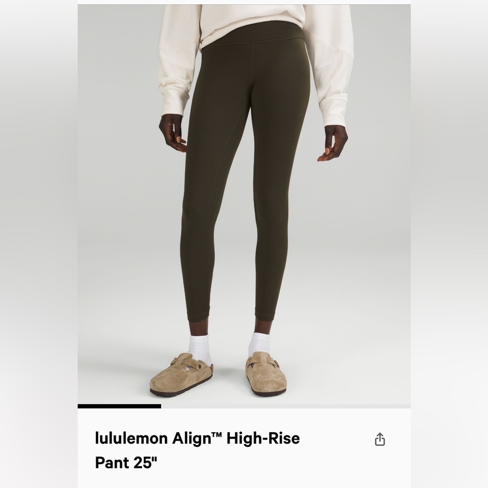 Lululemon olive align high rise pant 25”